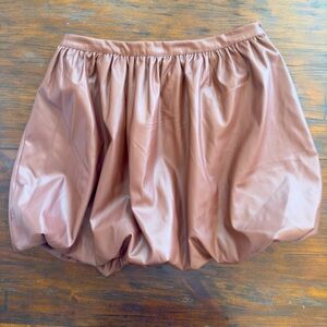 Anthropologie Faux Leather Bubble Skirt, Brown, XL